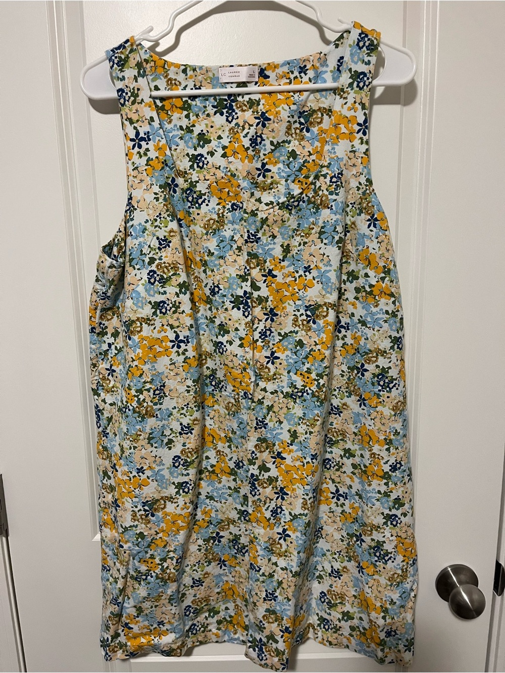 LC Lauren Conrad Yellow & Blue Floral Tank Dress